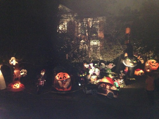 blow up house at night