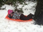 little girl sledding